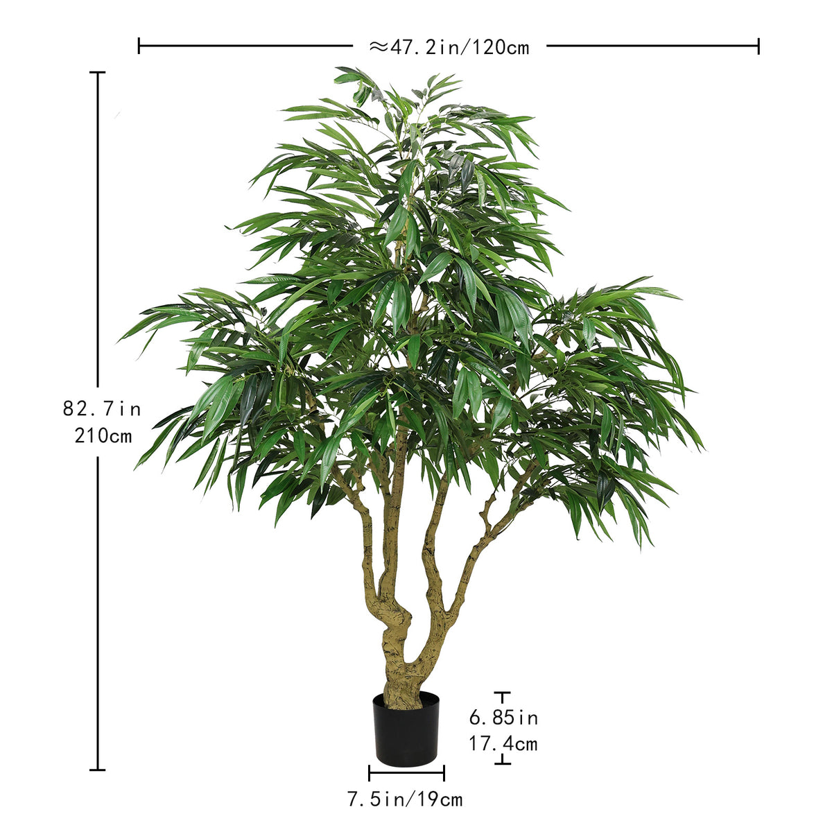 7′ Artificial Willow Tree in Black Pot