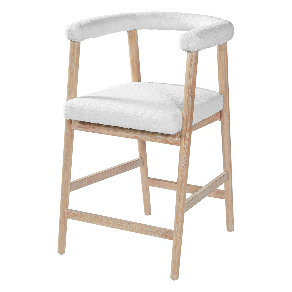 Set of 2 Upholstered Counter Stools – Natural, 25″ Seat Height