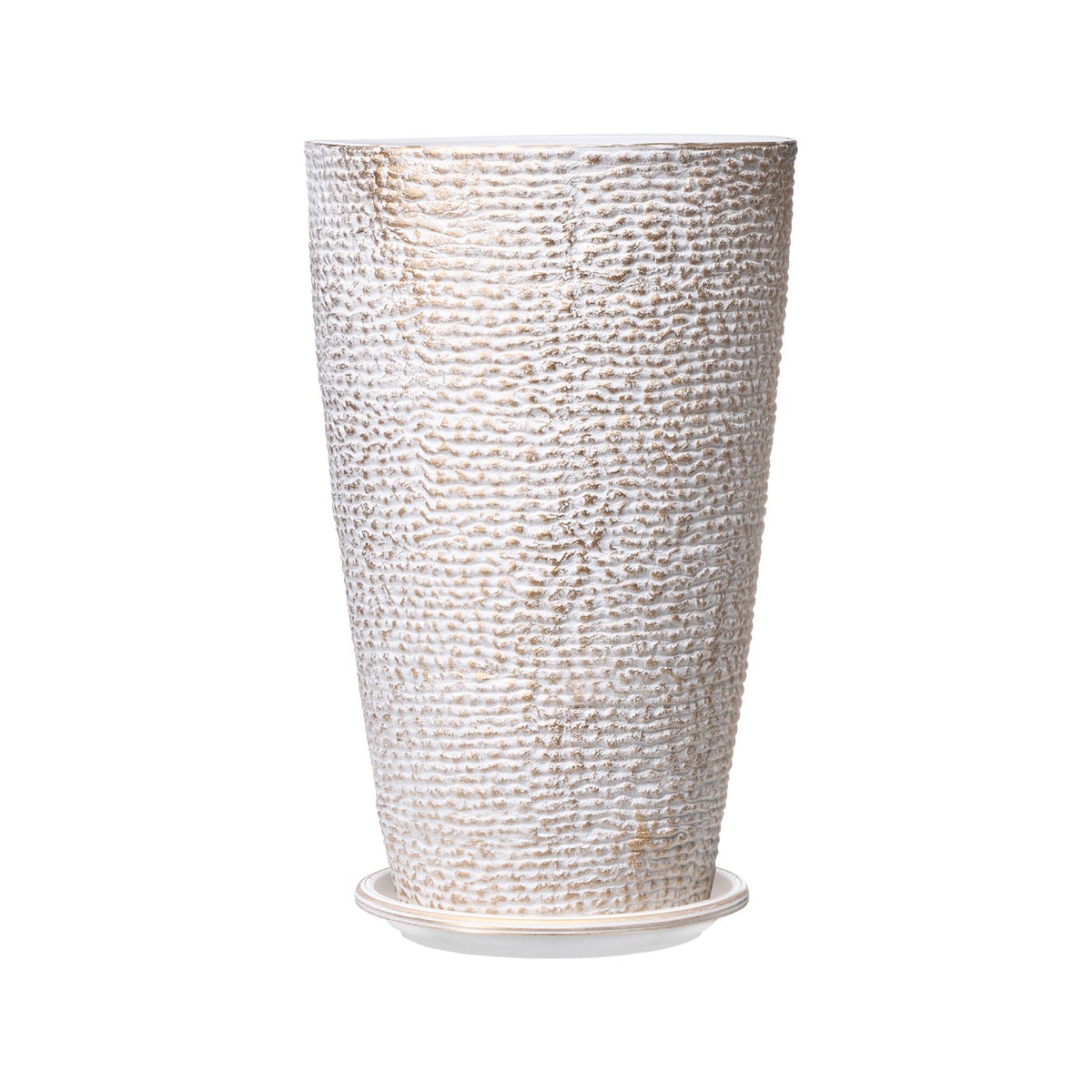 Set of 2 Tall Stone-Finish Planters – Beige, 21″ – Beige