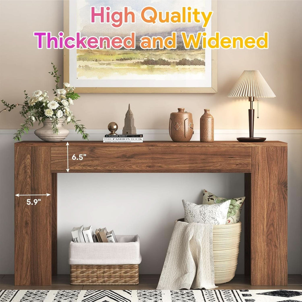 63 Inch Industrial Grade Console Table Walnut Finish LED-2