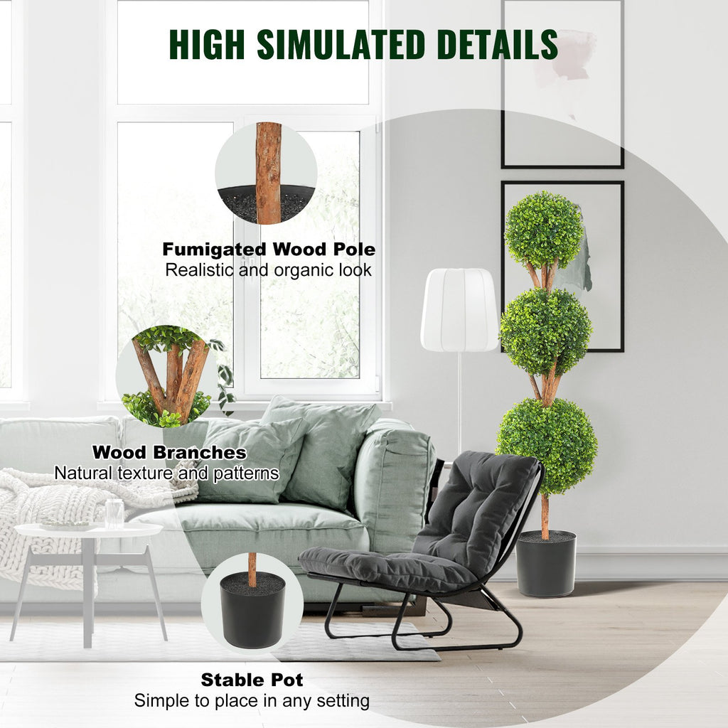 Set of 2 Artificial Boxwood Topiary Trees – 48″
