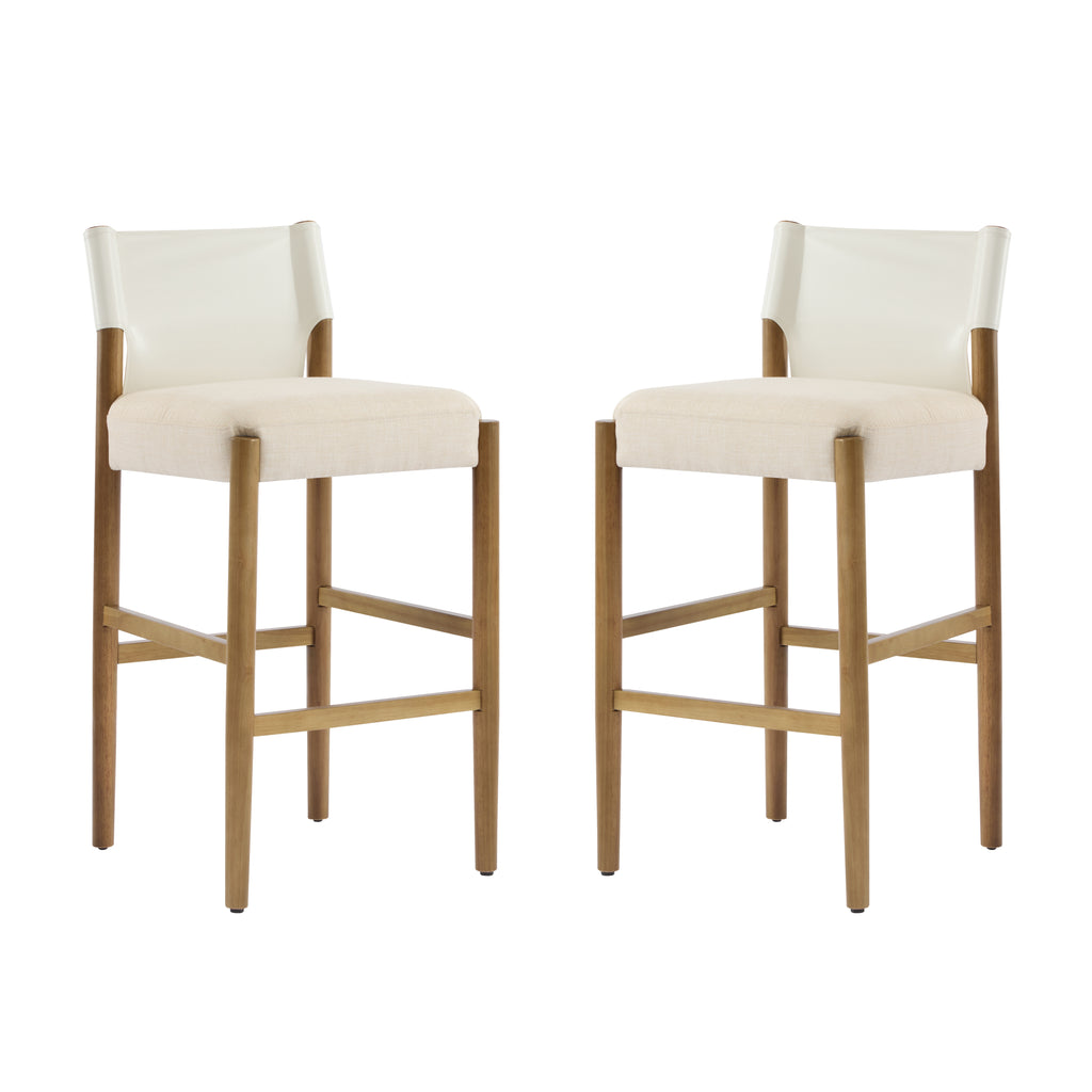 28.5" Solid Wood Bar Stools – Set of 2