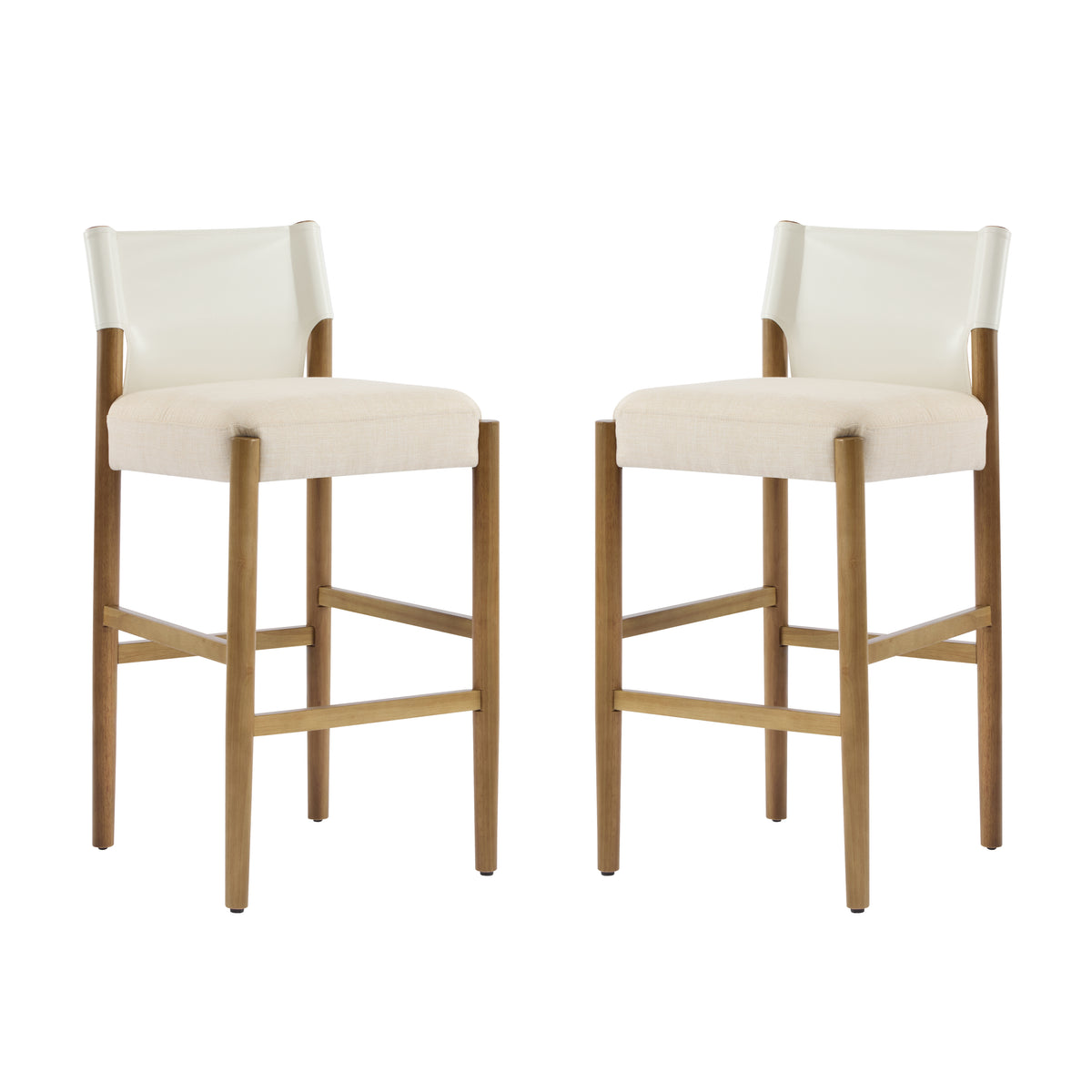28.5" Solid Wood Bar Stools – Set of 2