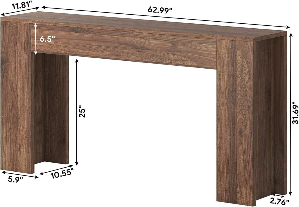 63 Inch Industrial Grade Console Table Walnut Finish LED-1
