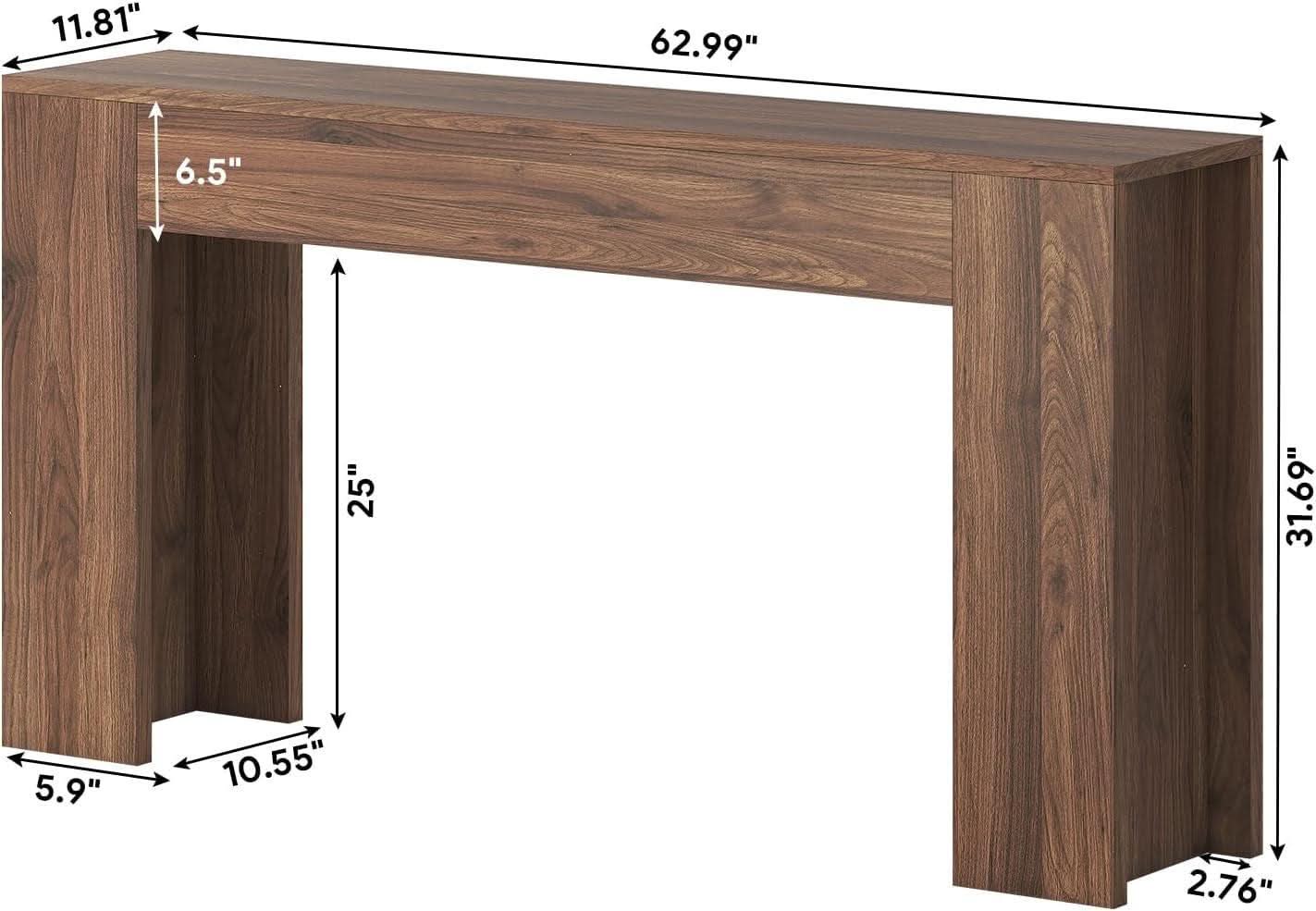 63 Inch Industrial Grade Console Table Walnut Finish LED-1