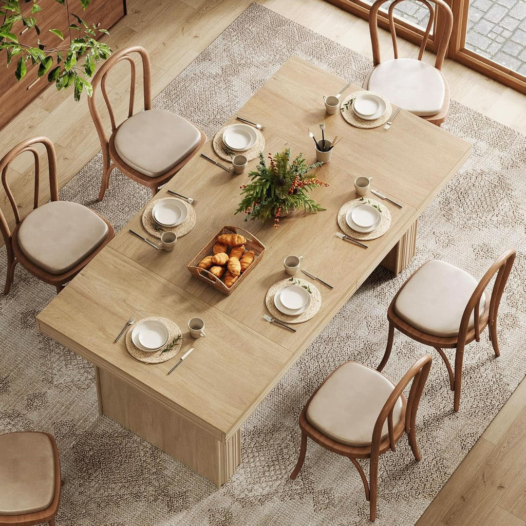 63 Inch Farmhouse Dining Table Seats 6 With Fluted Lines-2
