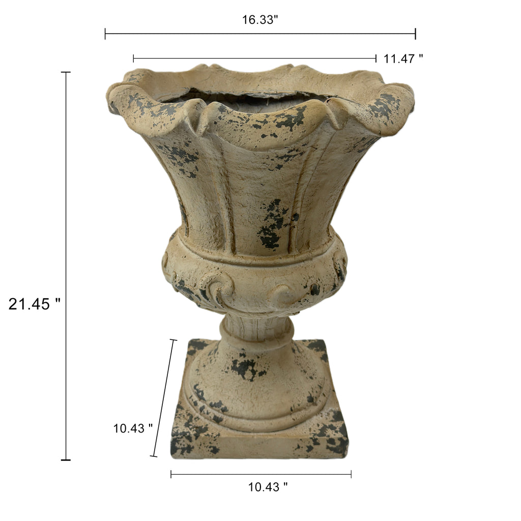 Tall Magnesium Oxide Garden Planter – Antique White