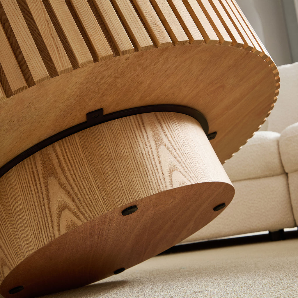 Nesting Sintered Stone Drum Coffee Tables – Oak