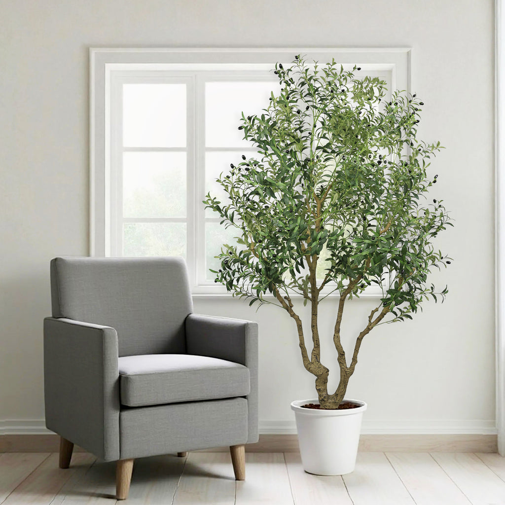 8′ Artificial Olive Tree with Natural Trunk