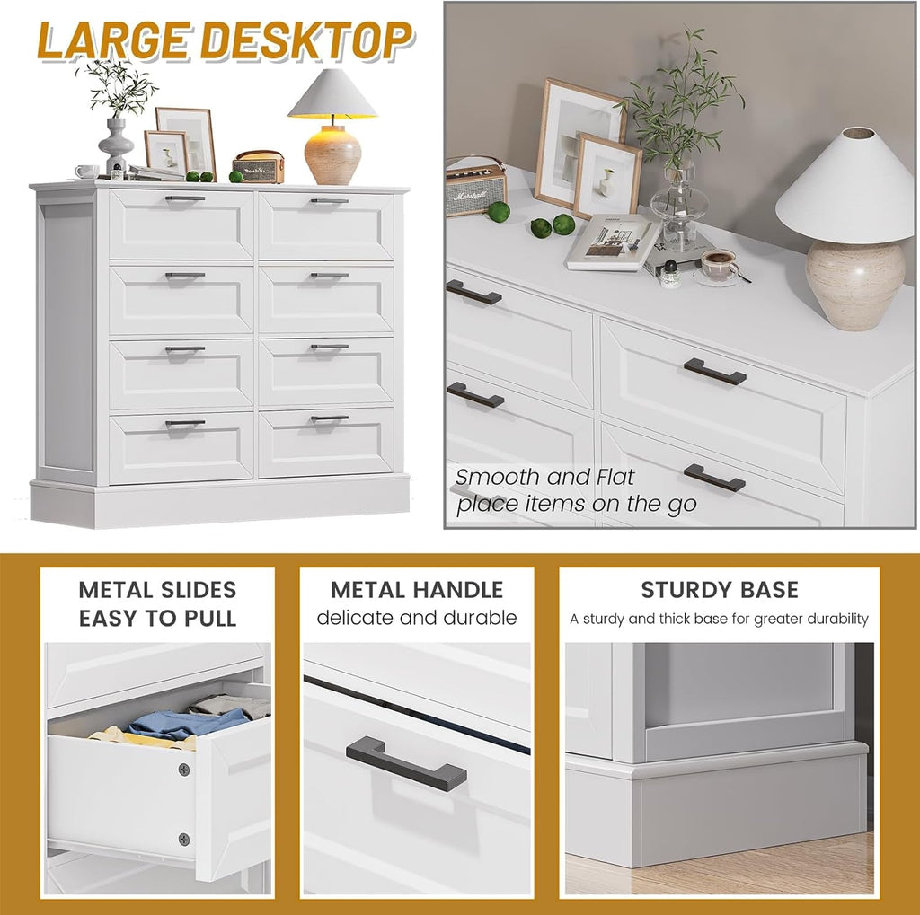 Contemporary Farmhouse White Dresser With Six Drawers-4