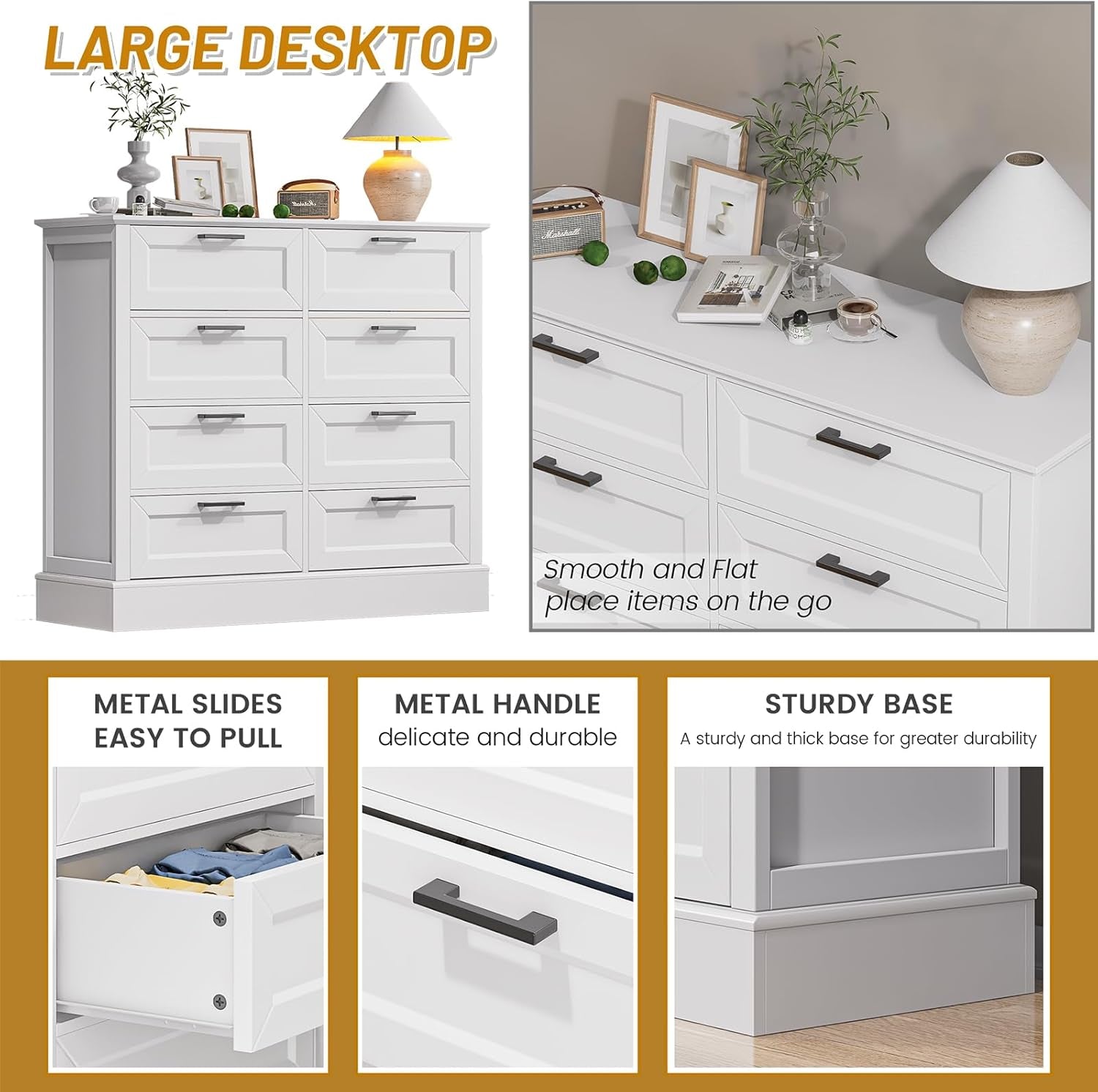 Contemporary Farmhouse White Dresser With Six Drawers-4