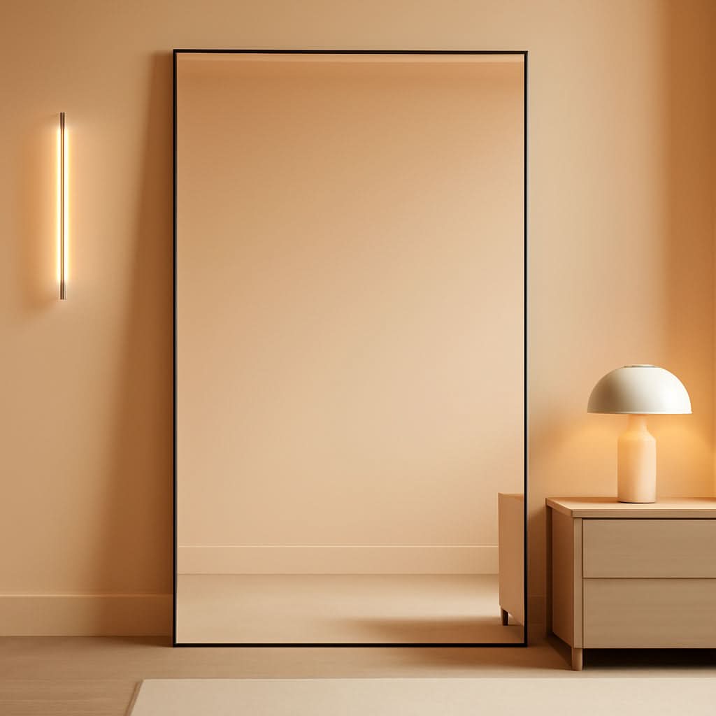 77x38 Floor Standing FullLength Mirror Black Oversized-0