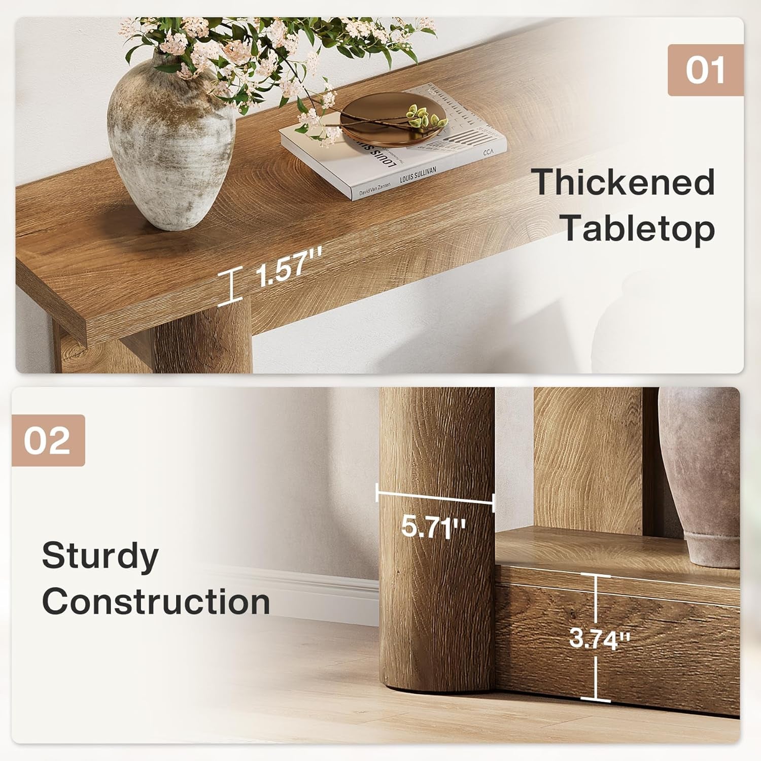63-Inch Farmhouse Console Table, 2-Tier Storage Sofa Table behind the Couch-1