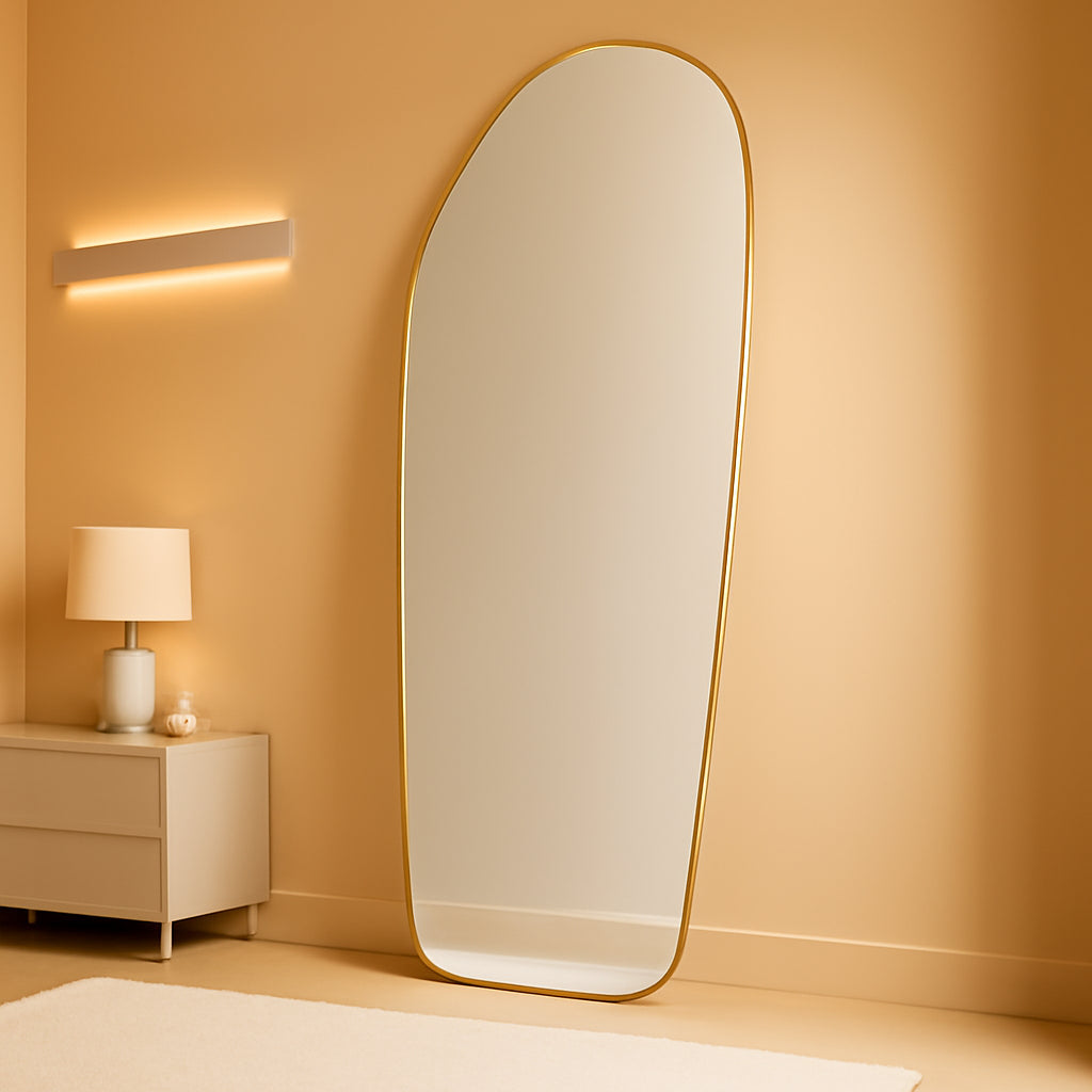 Oversized 76x34 Full Length Floor Mirror Goldtone Finish-0