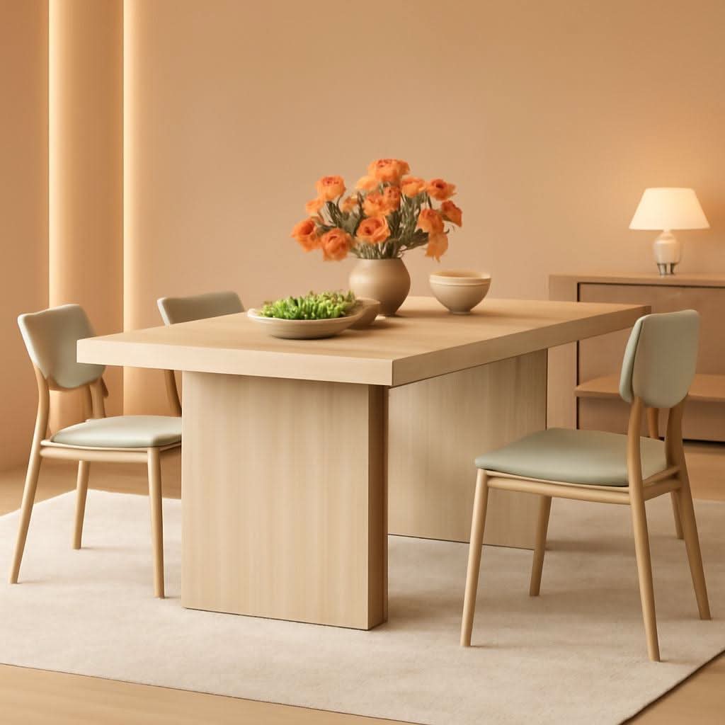 63 Inch Farmhouse Dining Table Seats 6 With Fluted Lines-0