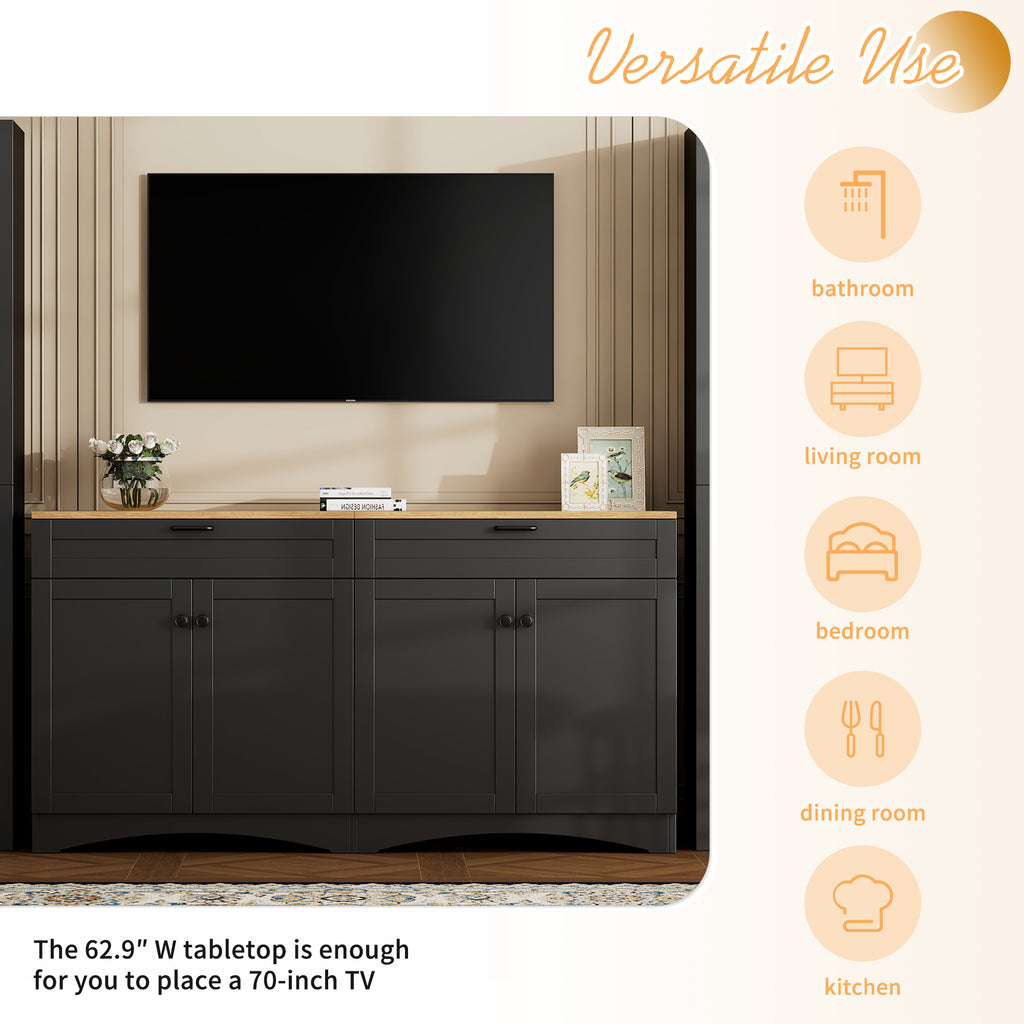 3-Piece Farmhouse Entertainment Center – Black