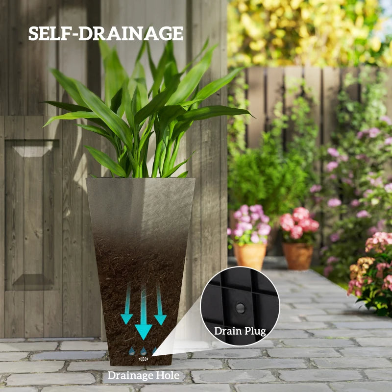 Set of 3 Tall Tapered Planters – Gray, 28″
