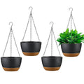 Set of 4 Self-Watering Hanging Planters – Gray, 9.64″ – Gray