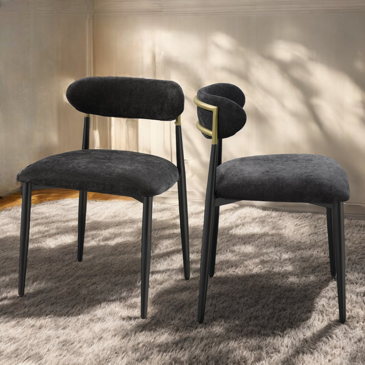 Set of 2 Jaramillo Upholstered Side Chairs – Black – Black