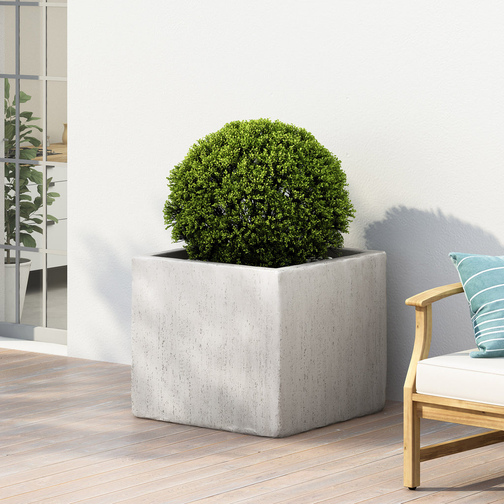 Ella Magnesium Oxide Planter Box – White, 22″