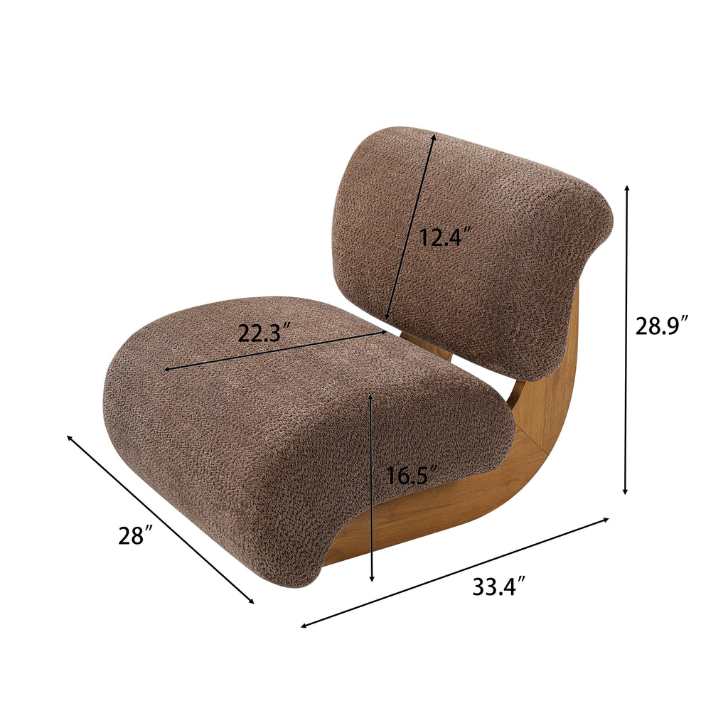 28" Curved Bouclé Accent Chair – Natural